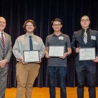 Zane Walters (left), Randy Nguyen (middle) and Zhen Lu (right)- Cell and Molecular Biology